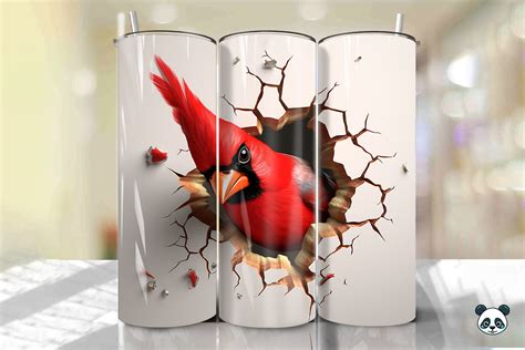 Cardinal 3D Cracked Hole Tumbler Wrap 1 Graphic By Pandastic Creative