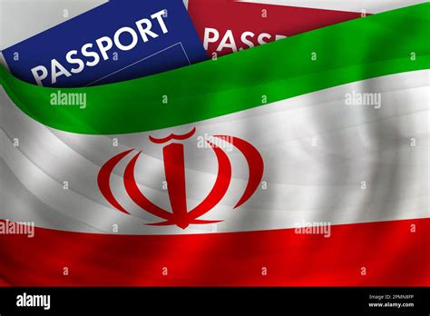 Iranian Flag Background And Passport Of Iran Citizenship Official Legal Immigration Visa