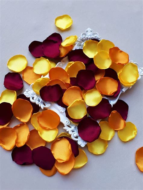 Fall Wedding Burgundy Rose Petals Yellow Flower Petals Burnt - Etsy in ...