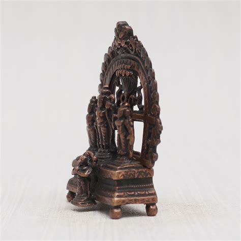 Handmade Lord Ram Darbar Copper Statue In Antique Finish