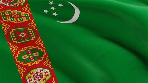 Premium Photo Flag Of Turkmenistan Waving In The Wind Fabric Micro