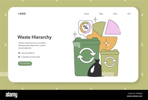 Waste Hierarchy Illustration Bins And Pie Chart Portraying Recycling