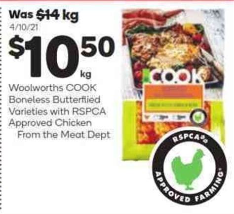 Woolworths Cook Boneless Butterflied Varieties With RSPCA Approved