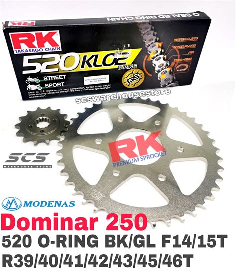 Rk Sprocket Set Modenas Dominar Klo O Ring Rivet Gold Chain