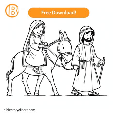 Mary And Joseph Travel To Bethlehem Bible Story Clipart