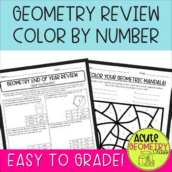 Geometry End Of Year Review Activity Coloring Worksheet For Eoc Review