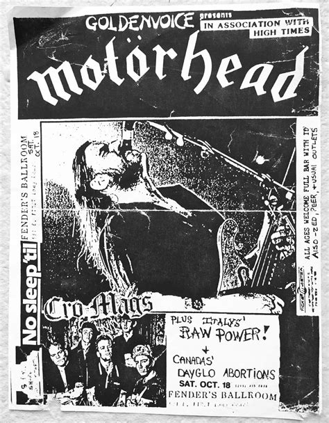 Motorhead Cromags Rock Band Posters Band Posters Vintage Concert