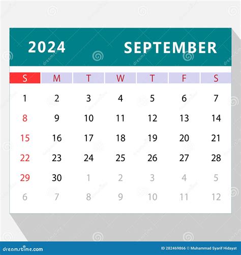 September 2024 Template Calendar 2024 Design Vector Planner Layout