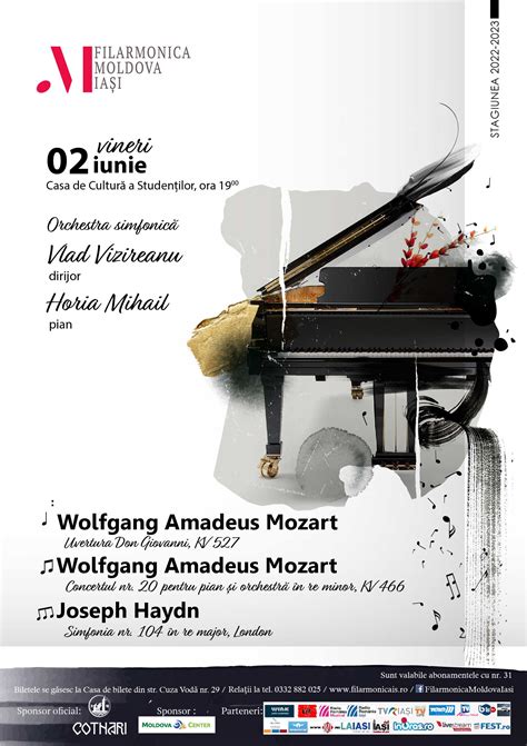 Concerte ale Filarmonicii “MOLDOVA” Iași in perioada 26 mai – 02 iunie 2023