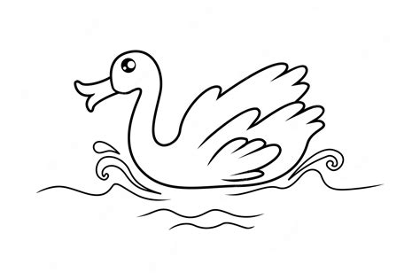 Premium Vector | Swan coloring book, swan drawing coloring page, for ...