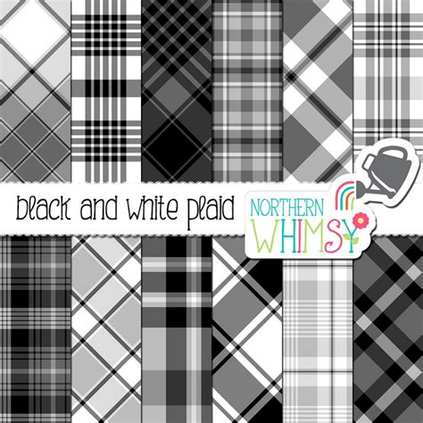 Black And White Plaid Digital Paper Northern Whimsy Design