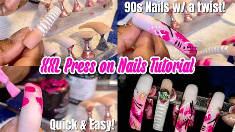 Press On Nail Tutorial 90s Nails W A Twist Quick And Easy Application