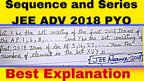 Sequence And Series Jee Advanced 2018 Pyq Best Explanation Youtube