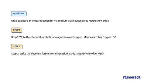 Solved Write Balanced Chemical Equation For Magnesium Plus Oxygen Gives Magnesium Oxide