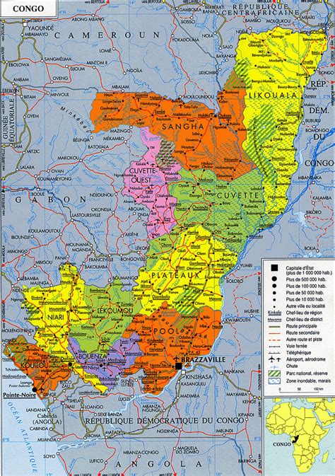 Detailed administrative map of Congo. Congo detailed administrative map ...