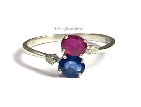 BLUE SAPPHIRE RUBY Engagement Ringdainty Wedding - Etsy