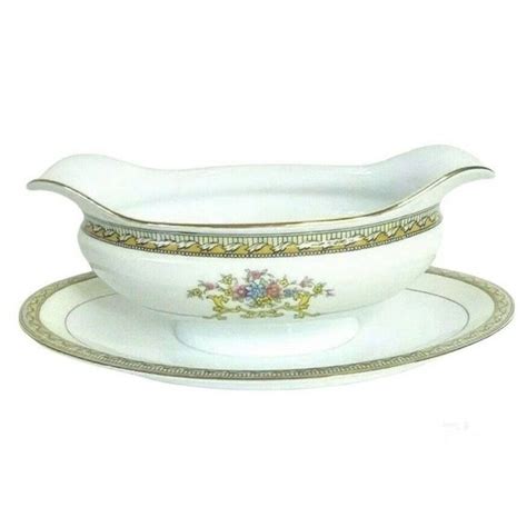 Noritake Dining Vintage Noritake Gravy Boat Attached Plate Old M