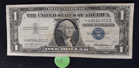 Lot - Series 1957 Blue Seal US $1 Silver Certificate Bill