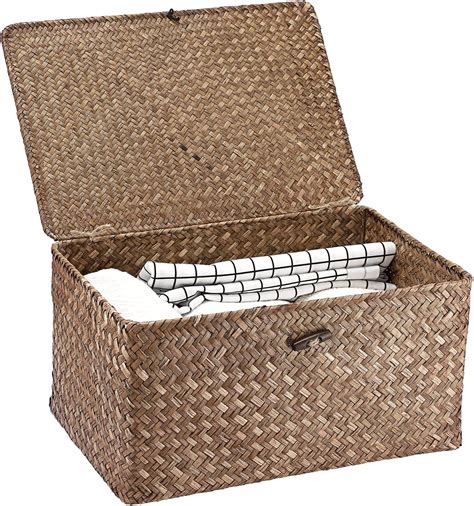 Amazon Hipiwe Wicker Shelf Baskets Bin With Lid Handwoven