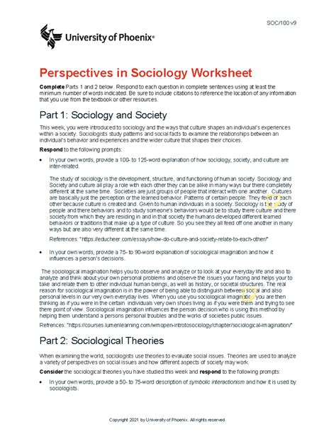 Meganpetersons Soc100 V9 Wk1 Perspectives In Sociology Worksheet