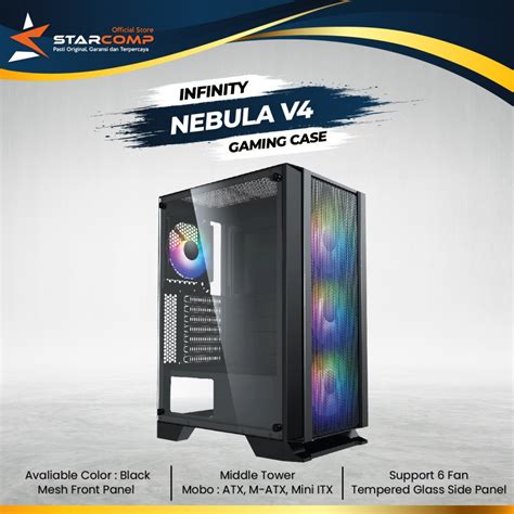 Casing Infinity Nebula V4 Tempered Glass ATX MATX Gaming Case