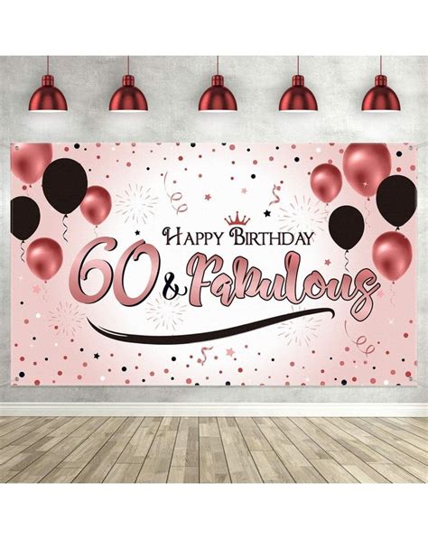 60th Rose Gold Birthday Party Decoration Extra Large Fabric Sign