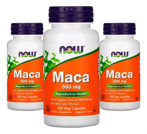 Maca peruana 500 mg Now Foods 100 cápsulas vegetales 3 onzas sin