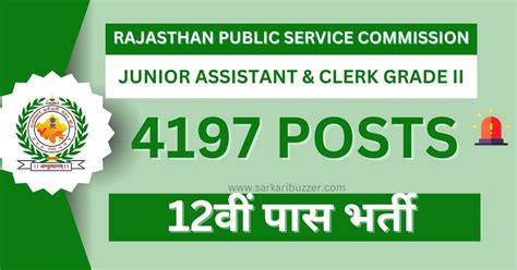 RSMSSB Recruitment 2024 Junior Assistant And Clerk Grade II Posts 4197