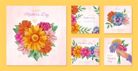 Free Vector Watercolor Mother S Day Instagram Posts Collection