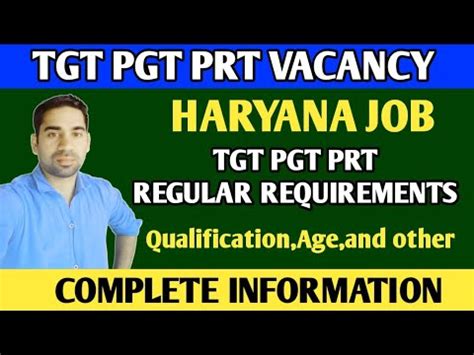 TGT PGT PRT VACANCY HARYANA PGT TGT PRT REGULAR VACANCY HARYANA