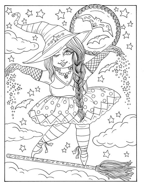 5 Pages Sexy Witches To Color Instant Download Halloween Etsy