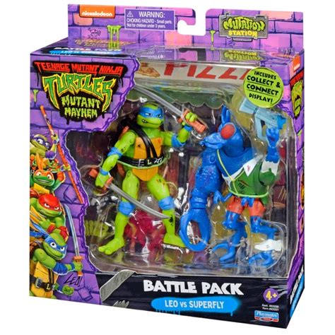 Teenage Mutant Ninja Turtles Mutant Mayhem – Leonardo vs Superfly Action Figures | Smyths Toys UK