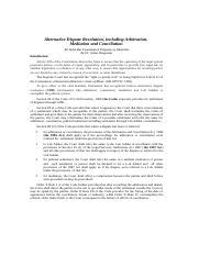 Alternative Dispute Resolution Including Arbitration Mediation And