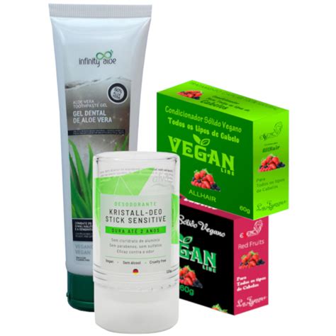 Kit Vegano Shampoo E Condicionador S Lidos Gel Dental E Desodorante Stick