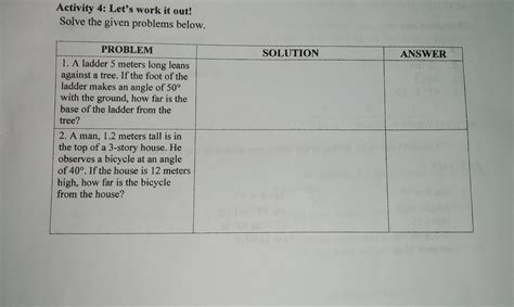 Solved Activity 4 Lets Work It Out Solve The Given Problems Below