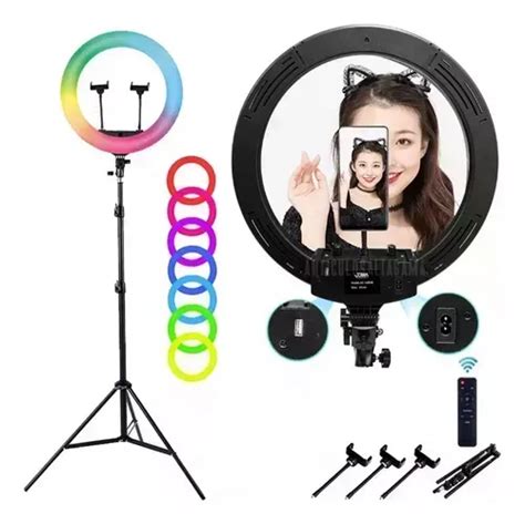 Aro De Luz Led Flash Rgb Cm Fotograf A Selfie Con Tr Pode Metros