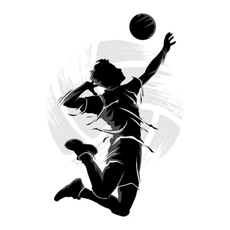 Abstract silhouette of male volleyball player jumping and hitting the ...