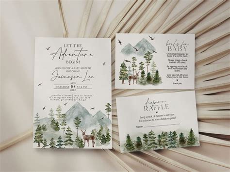 Forest Woodland Theme Baby Shower Invitation Template Let The