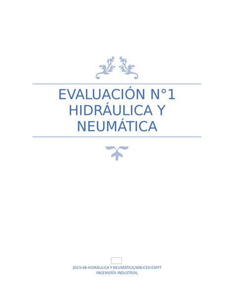 Eva Hidr Ulica Y Neum Tica Evaluaci N N Hidr Ulica Y Neum Tica