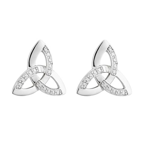 K White Gold Diamond Trinity Knot Stud Earrings Moriartys