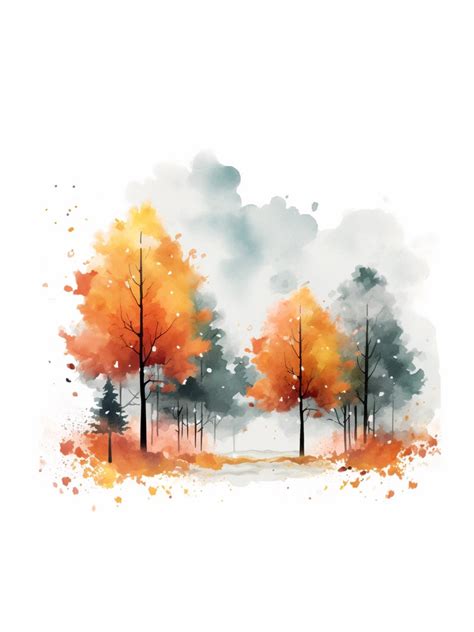 Watercolor Autumn Forest Digital Art Print Instant Download Commercial Use - Etsy