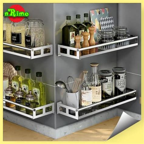 promo rak ambalan dinding dapur minimalis stainless steel besi bumbu