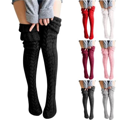 Buy Thick Cable Knit Thigh High Socks Light Grey Fabulous Bargains Galore