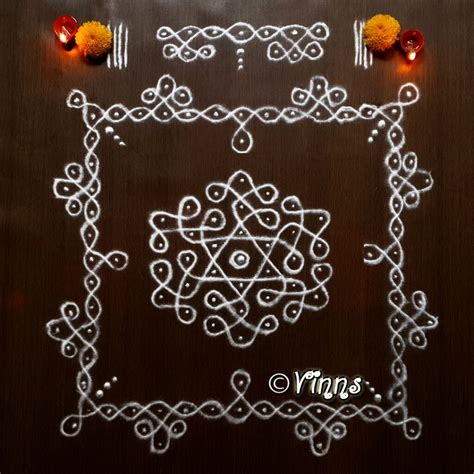 7 Dots Star Sikku Kolam Tippudu Muggulu Fusion Rangoli Vinns Kolam