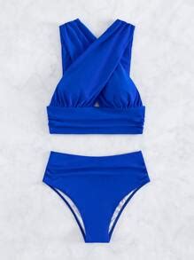 Shein Swim Vcay Criss Cross Ruched High Waisted Bikini Swimsuit Shein Usa