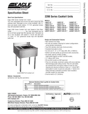 Fillable Online Series Cocktail Units Specification Sheet