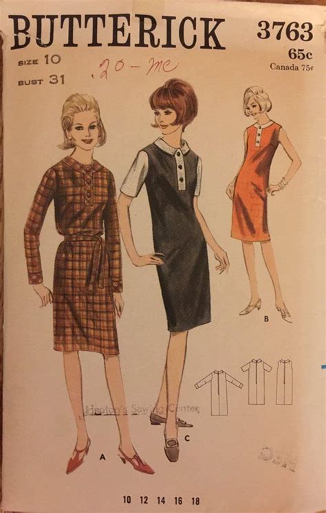 Vtg Butterick S Quick N Easy One Piece Dress Size