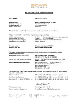 Fillable Online EC DECLARATION OF CONFORMITY Medimex Fax Email Print