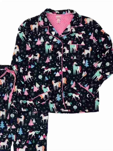 Wondershop Womens Blue Flannel Unicorn Christmas Holiday Pajamas