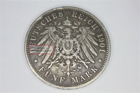 Silver Coin Germany 1901a German State Prussia 5 Mark Km 523